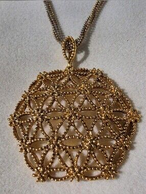 Butler Intricate Gold Floral Lattice Pendant Necklace